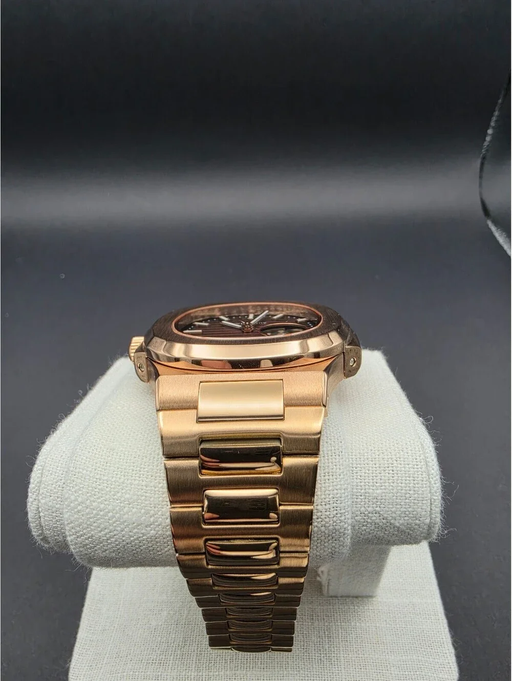 Custom Seiko Nautilus Rose Gold Open Heart Watch Mod